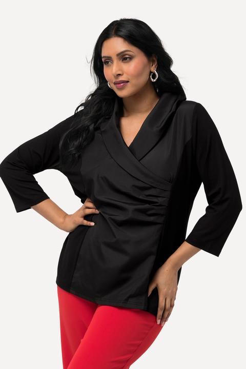 Produktbild Ulla Popken Shirt, Taft-Kragen, Classic, V-Ausschnitt, 3/4-Arm (58)
