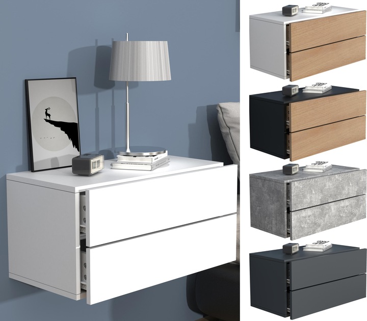 Immagine prodotto VCM Comodino con cassetto a muro in legno Comodino con cassetto a muro Consolle da letto Usal L 60 cm (60 x 32 x 32 cm)