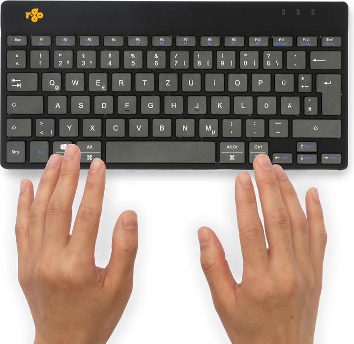 Produktbild R-Go Tools R-Go Compact Break ergonomische Tastatur, QWERTZ (DE), bluetooth, schwarz (DE, Kabellos)