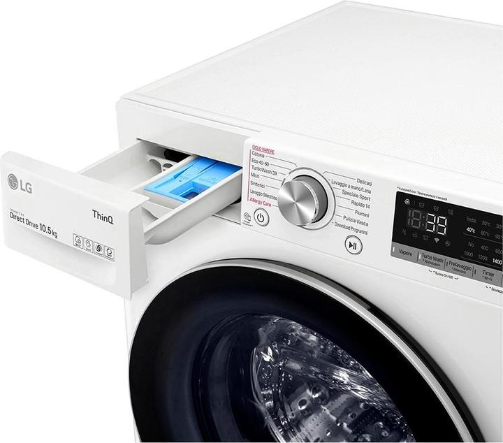 Actual product image LG F4WV710S1E AIDD Intelligent Washing Machine 10,5kg Steam TurboWash 360 1400rpm Front Load (10.50 kg, Left)