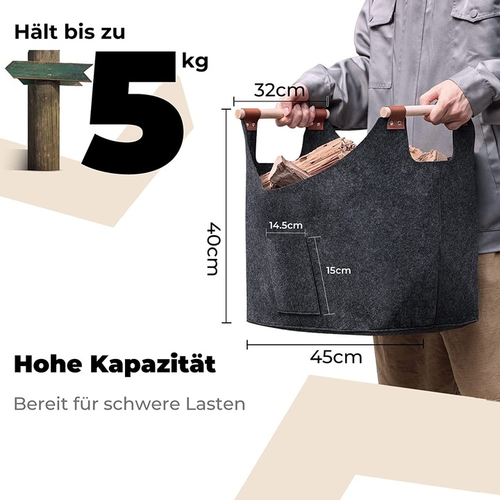 Produktbild Yamagahome Kaminholzkorb, Filz, 2 Stück