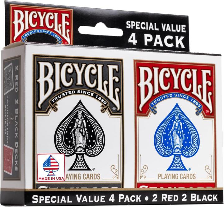 Bicycle Rider Back cards in a 4-pack