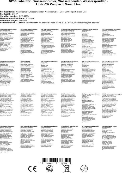 Image du produit Ich-zapfe Fontaines à eau - Lindr CW Compact