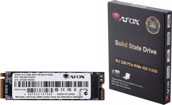 Actual product image AFOX SSD M.2 PCI-EX4 512GB INTEL TLC 1 7 GB/S NVME (512 GB, M.2 2280)