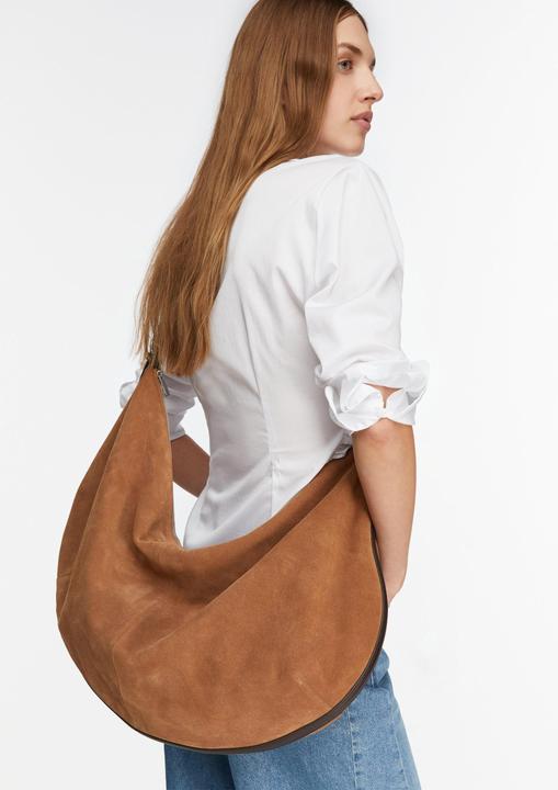 Immagine prodotto Comma XXL Statement-Hobo-Bag aus weichem Veloursleder mit Nappa-Ledergriff