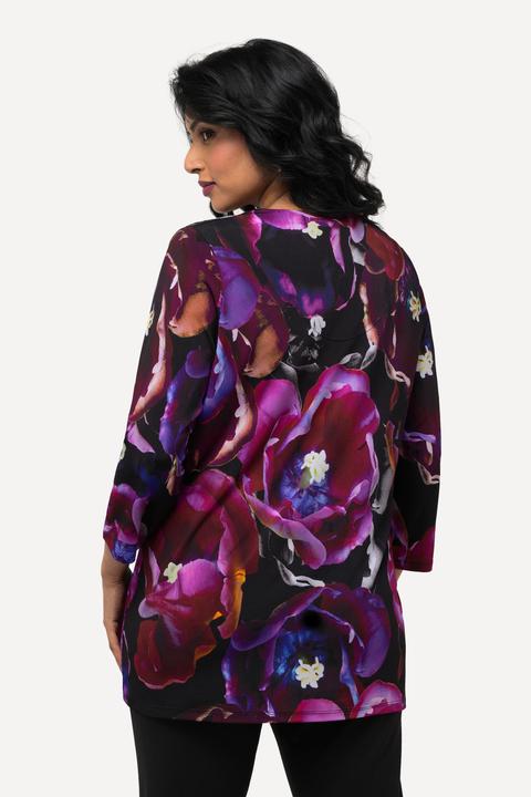 Actual product image Ulla Popken Tulip 3/4 Sleeve Slinky Top (58)