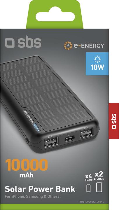 Immagine prodotto SBS Powerbank 10.000mAh 2x USB-C/1x USB 10W nero (10000 mAh, 10 W, 37 Wh)