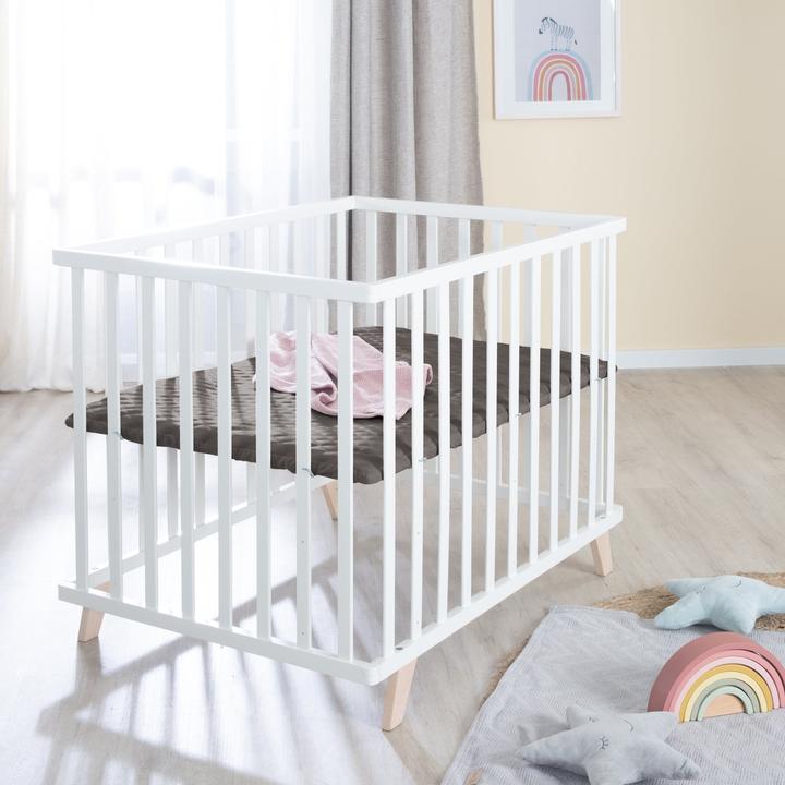 Produktbild Roba Laufgitter 75x100 cm mit Holzfüssen Graphite gesteppt (73 cm, 98.50 cm, MDF, Buche)