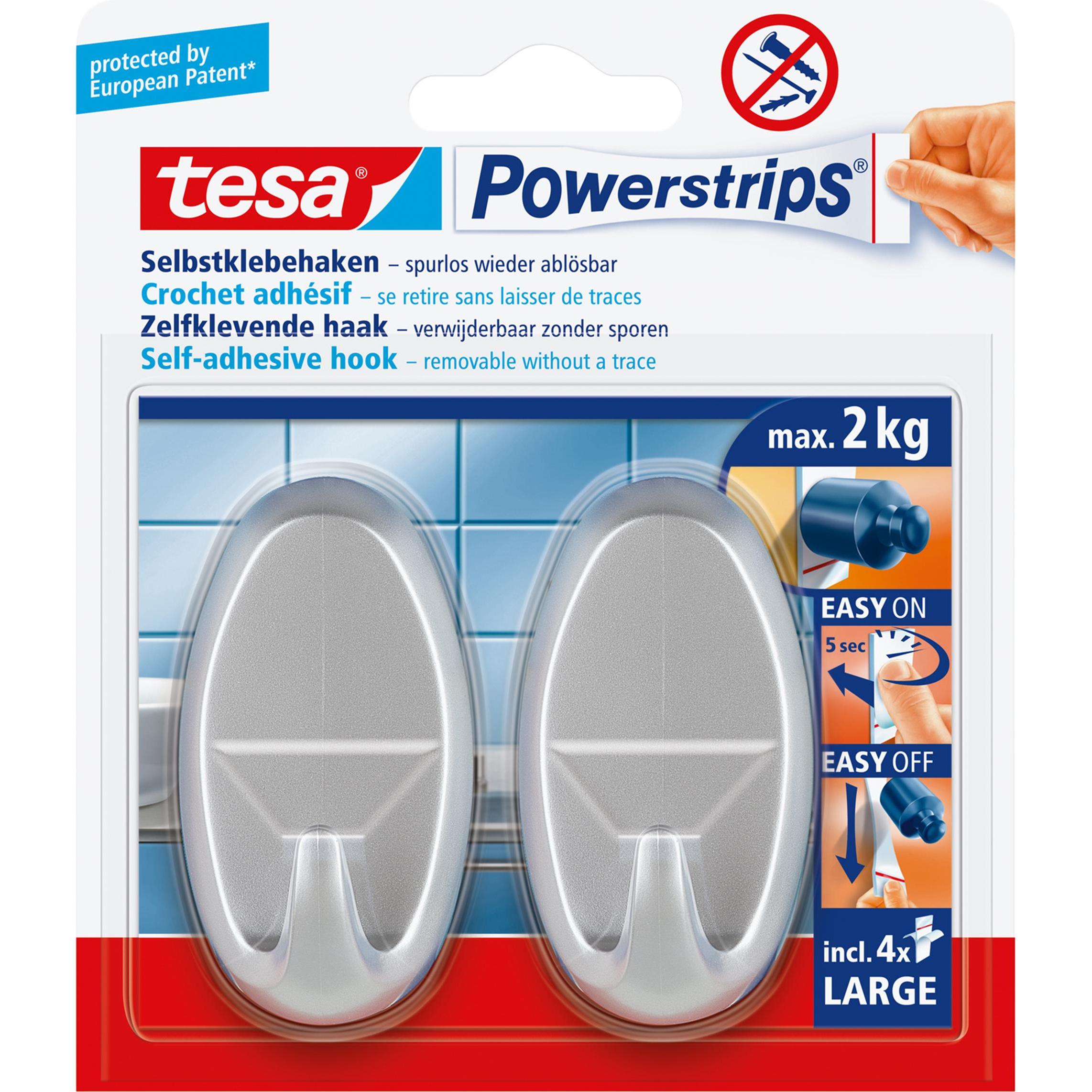 tesa, Klebehaken + Klebenagel, Powerstrips Haken LARGE oval
