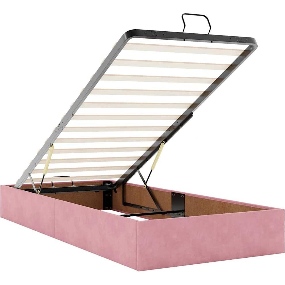 VidaXL, Bett, Ottoman-Bett mit Matratze Rosa 90x200 cm Samt (90 x 200 cm)
