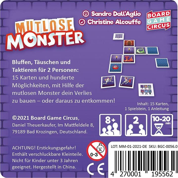 Actual product image Board Game Circus Discouraged monsters (German, 2 Players)