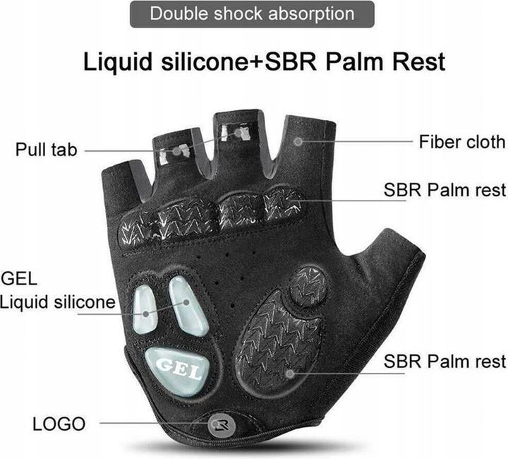 Image du produit Rockbros S169BGR M gants de cyclisme avec inserts en gel - gris (M)