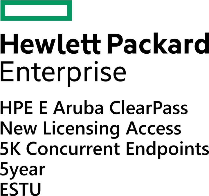 Immagine prodotto HPE E Aruba ClearPass, nuove licenze, accesso, 5.000 endpoint contemporanei per 5 anni, E-STU (1 Dispositivo)