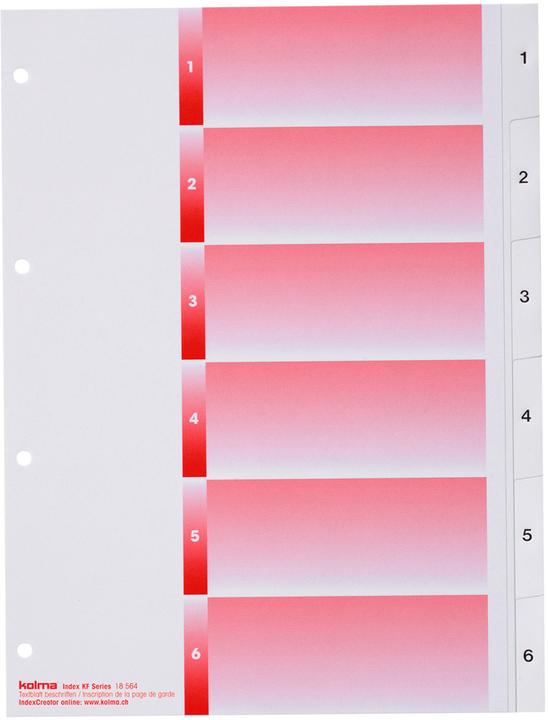 Immagine prodotto Kolma Indice A4 forte 1-6 6 pezzi bianco