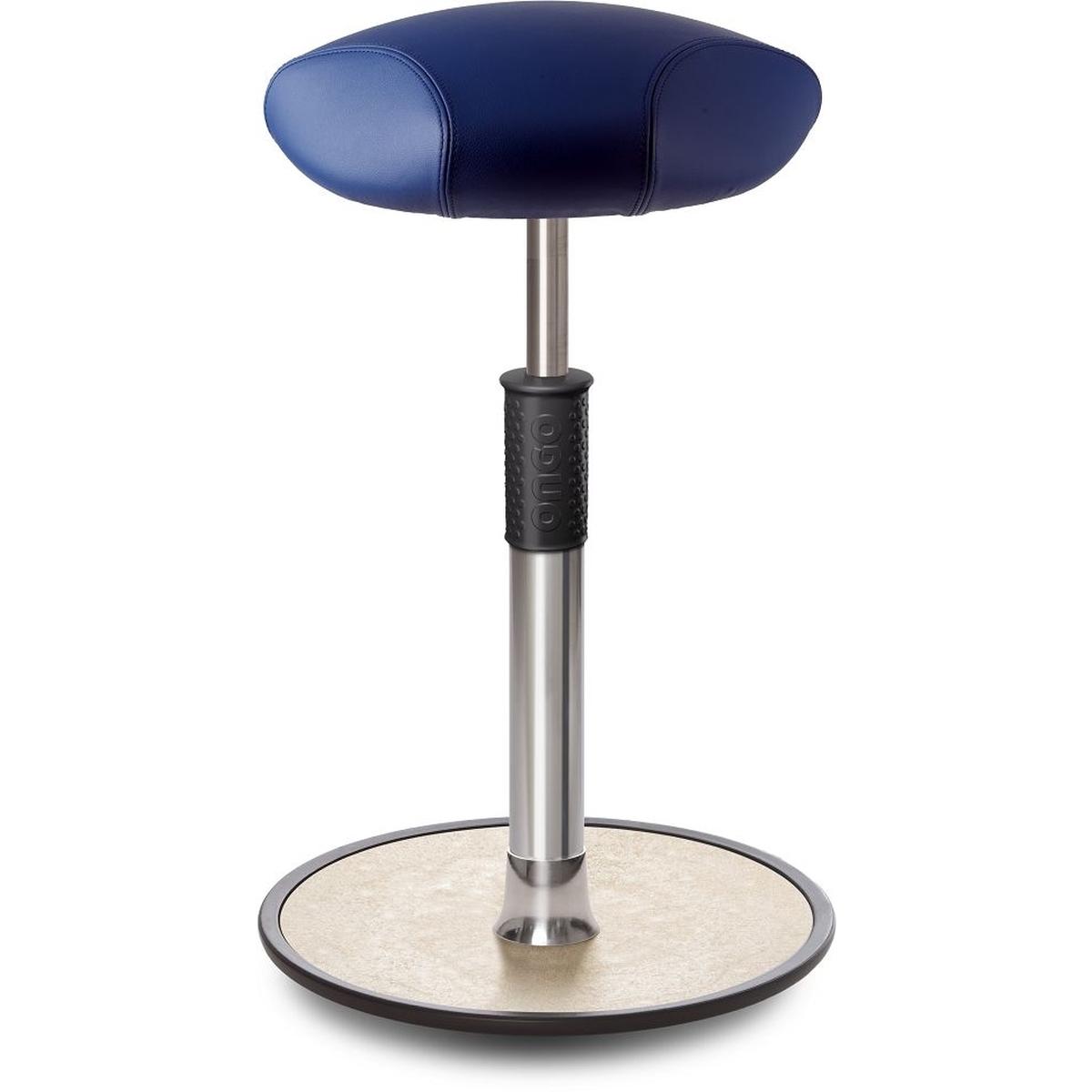 Ongo, Bürostuhl, Sitz- Stehhocker Free Tall Triangel Boxmark Leder blau Chrom /cremeweiss