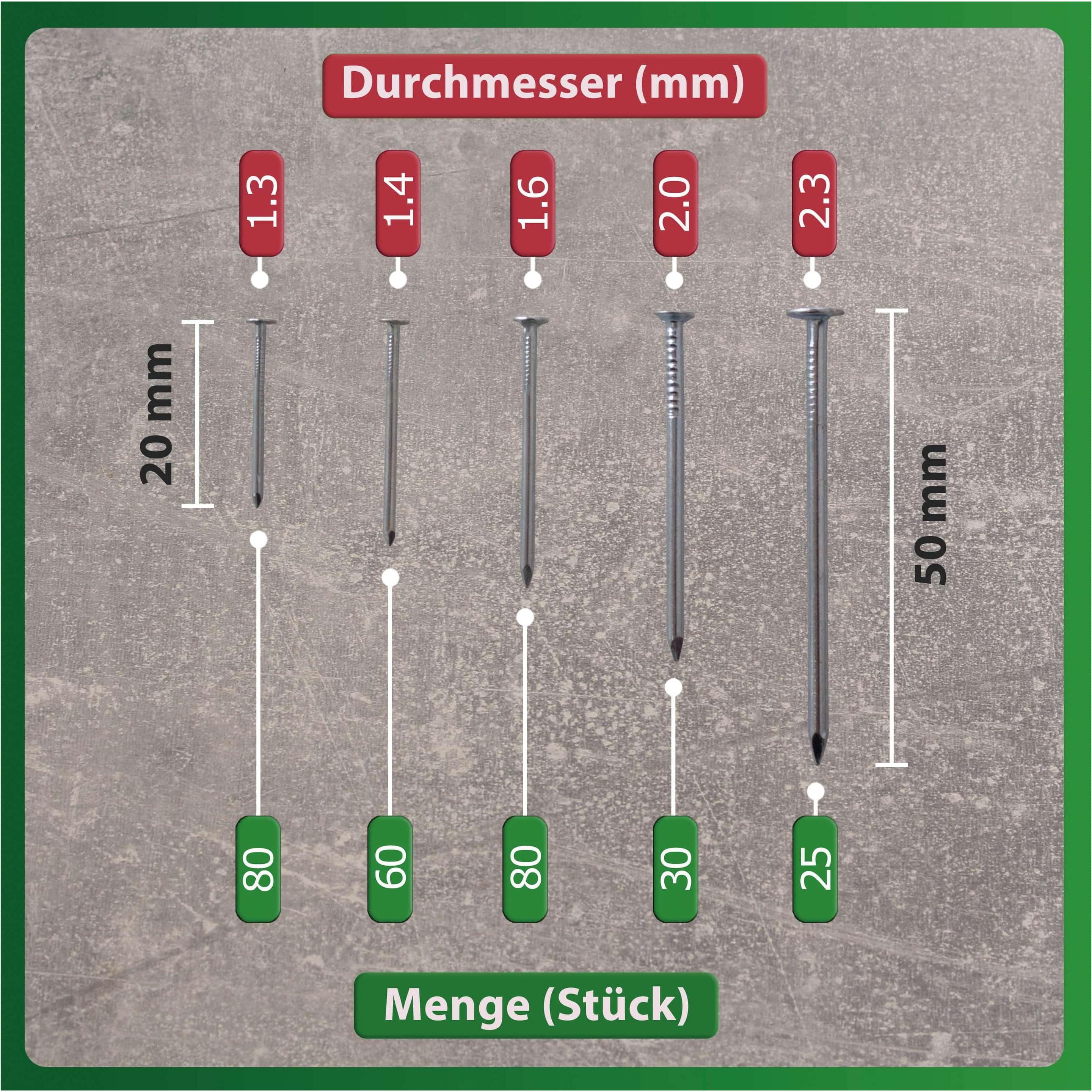 Thumbnail - Quadrios, Nägel, Stahlnägel-Sortiment 275 Teile (275 Stück, 2 mm)