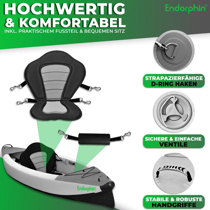 Inflatable drop stitch kayak for 1 person as a complete set (340 cm, 1-piece)