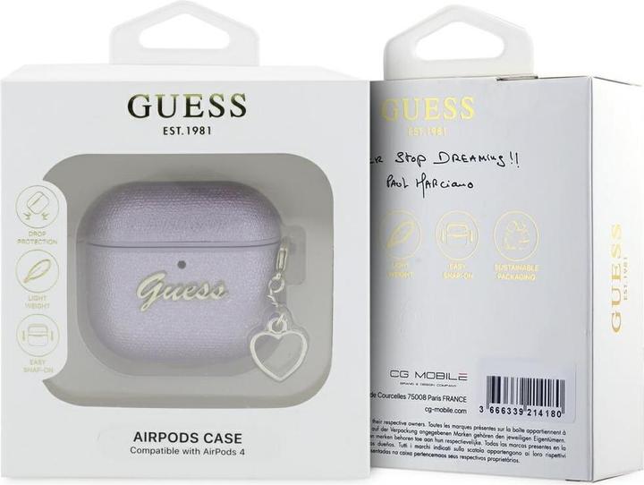 Produktbild Guess Metallic Script Charm Case for AirPods 4 - Purple (Kopfhörer Tasche)