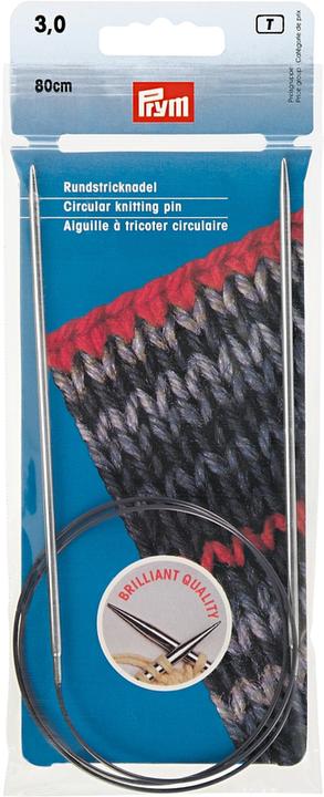 Produktbild Prym Rundstricknadel Messing, silber 3.00 mm, 80 cm, Beutel