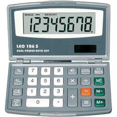 Leo, Taschenrechner, Taschenrechner 106S (Batterien, Solarzellen)