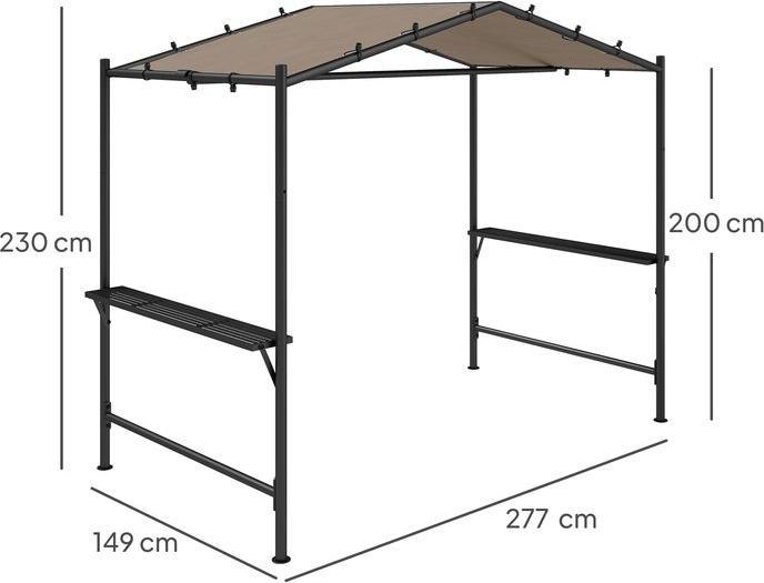 Produktbild Swisshandel24 Grillpavillon 277x149x230 cm wasserdicht flammhemmend, Khaki (277 cm, 149 cm)