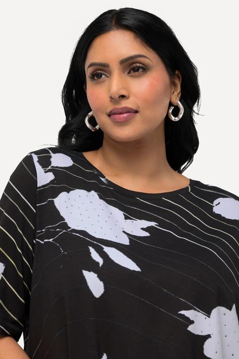 Image du produit Ulla Popken T-shirt en coton Pima. Décolleté rond et manches courtes. Silhouette en A. (46, 48)