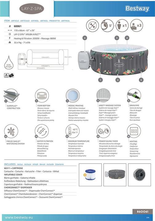 Produktbild Bestway Lay-Z-Spa Aruba (3 Personen)