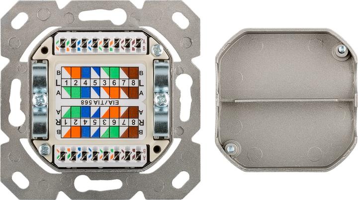 Actual product image Goobay CAT 6 universal outlet incl. surface mounting frame 2x RJ45 network outlet shielded