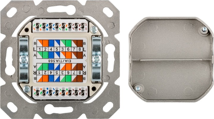 Produktbild Goobay CAT 6 Universaldose inkl. Aufputzmontage-Rahmen 2x RJ45 Netzwerkdose geschirmt