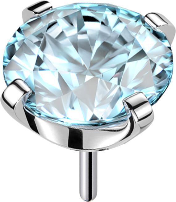 Actual product image Star Piercing Threadless silver set with aqua crystal (Titanium, without brass)