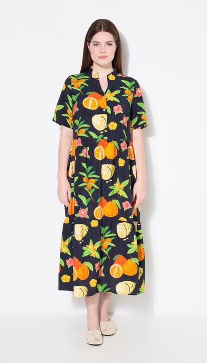 Produktbild Ulla Popken Maxikleid, Volantsaum, A-Linie, Kelchkragen, Halbarm (60)