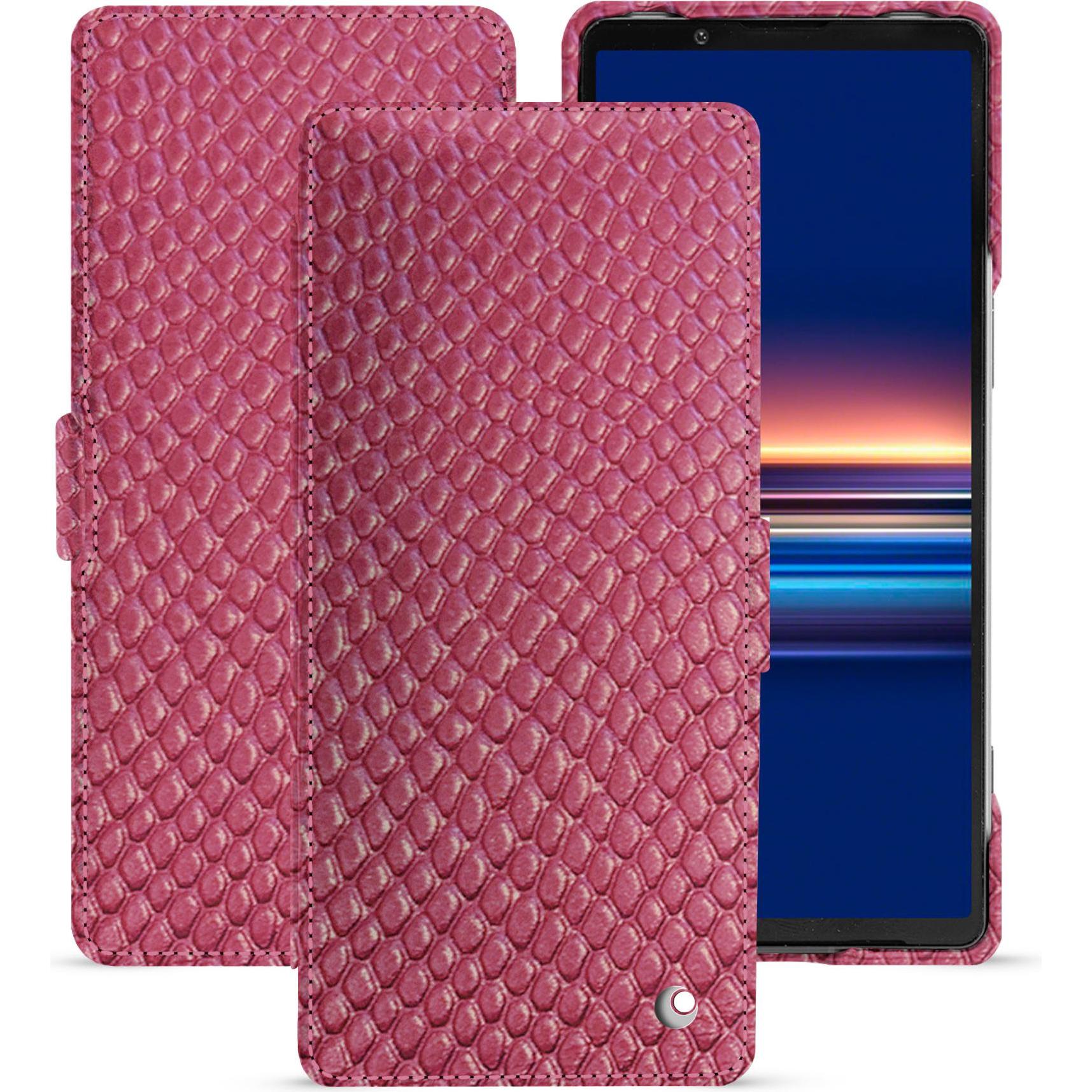Noreve Lederschutzhülle horizontal (Sony Xperia 5 V), Smartphone Hülle, Rosa