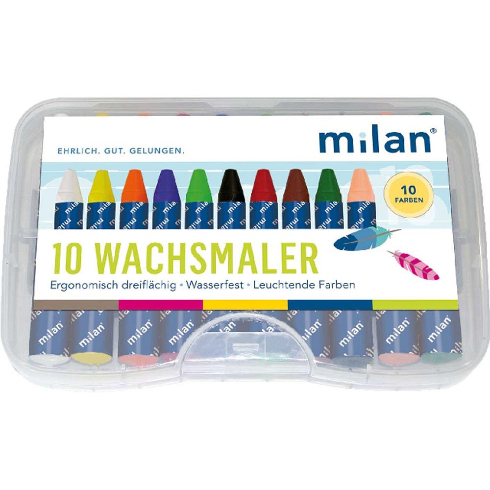 Milan, Malstifte, Wachsmalkreide, 10er Box, wasserfest (10 x)