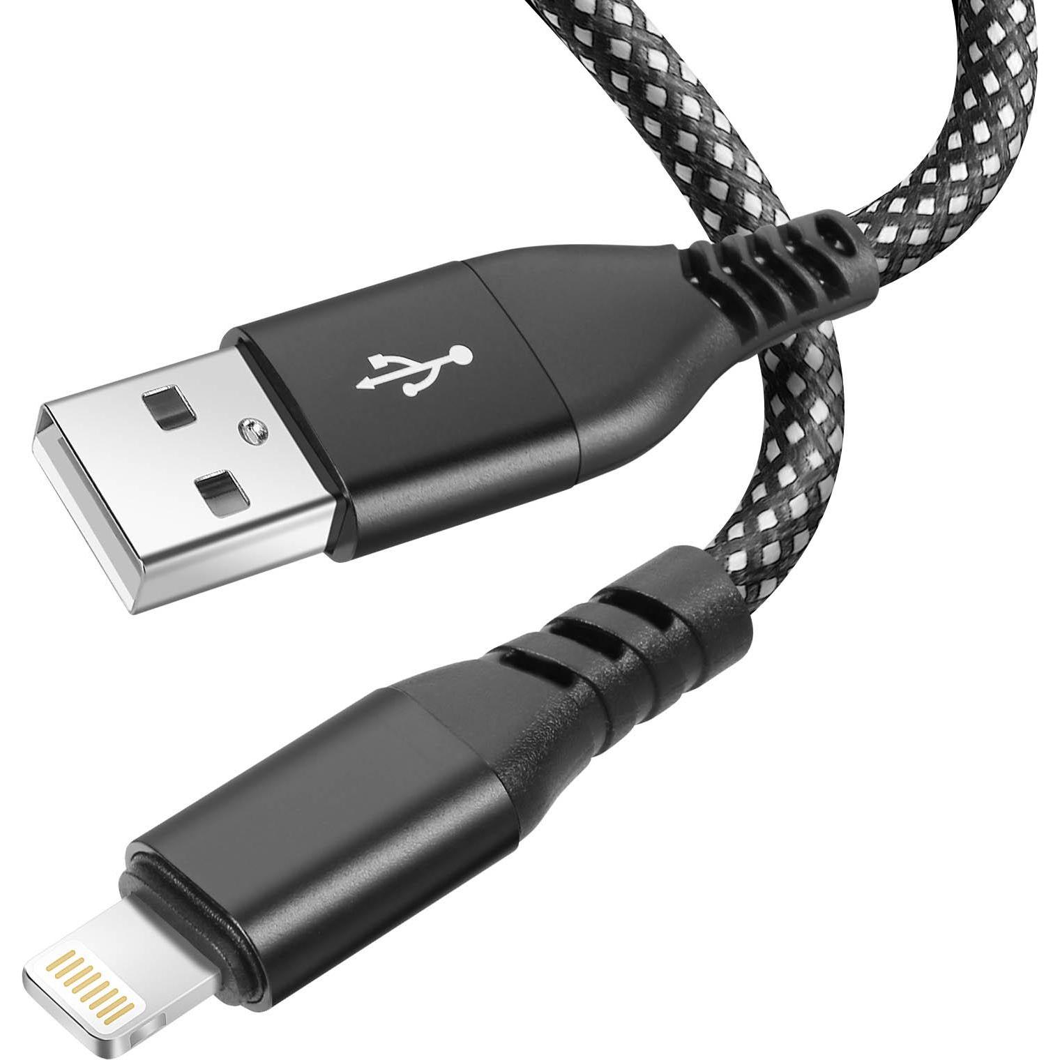 Moxie USB / Lightning Nylonkabel 2m (2 m, USB 3.2 Gen 1), USB Kabel