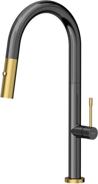 Q Company Felicity T Line SteelQ Kitchen Mixer Standing, Graphite Metal with Gold Finish (84818011)