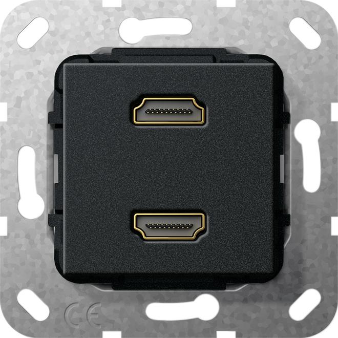 Gira, Zubehör Schalterprogramm, HDMI 2f Kpl. Einsatz Schwarz m 567110