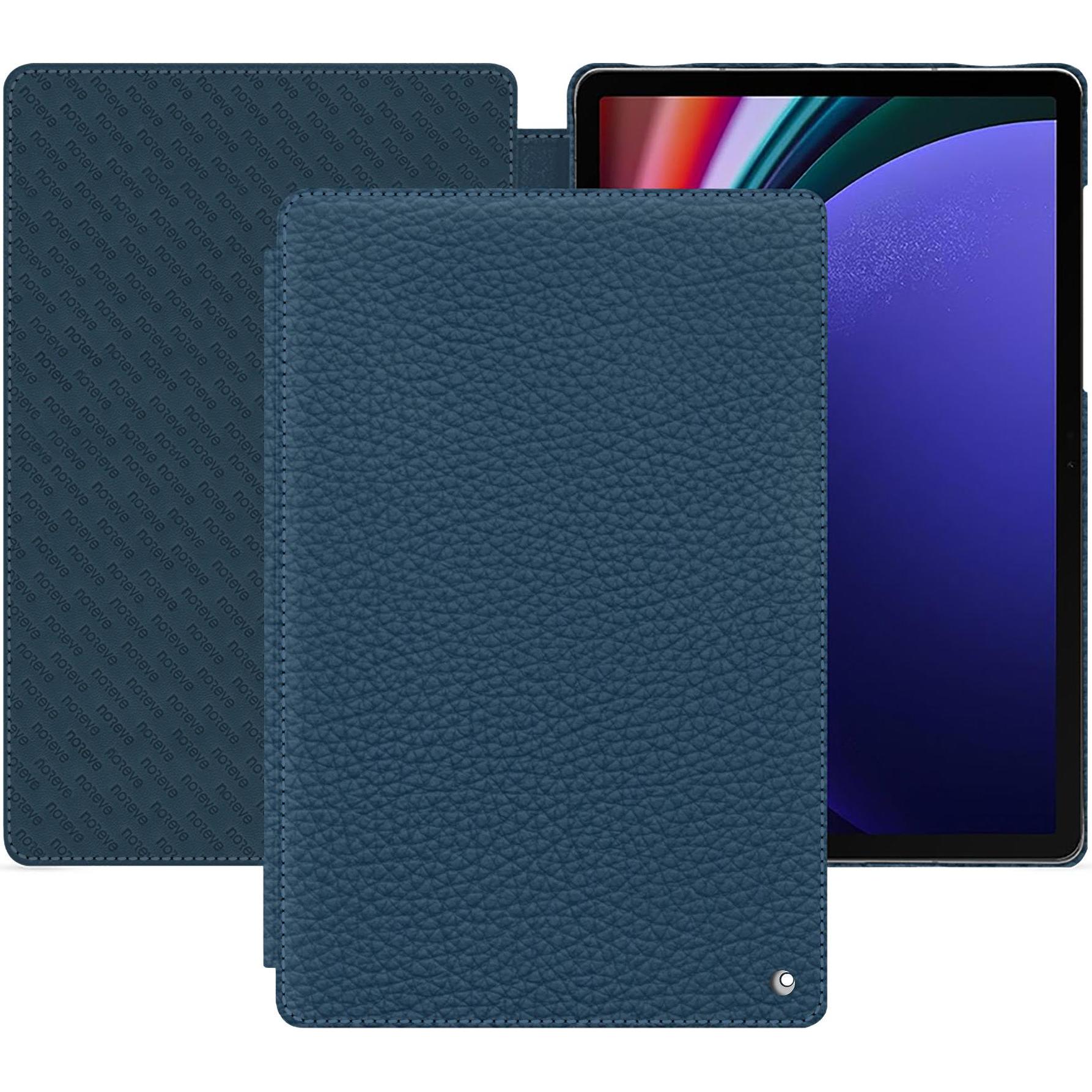 Noreve Lederschutzhülle horizontal (Galaxy Tab S9+), Tablet Hülle, Blau