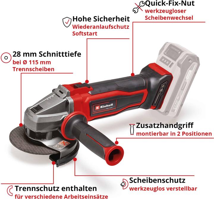 Produktbild Einhell TE-AG 18/115 Q Li Solo Akku-Winkelschleifer (115 mm)