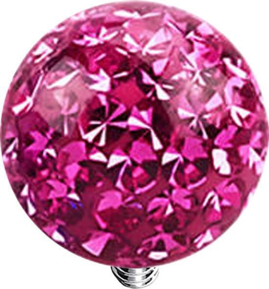 Actual product image Star Piercing Dermal Anchor crystal ball pink epoxy protective layer (Titanium, without brass)