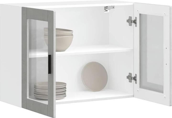 Actual product image VidaXL Kitchen wall unit with glass door Porto concrete grey Kitchen wall unit (80 x 31 x 60 cm)