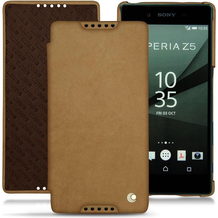 Noreve Lederschutzhülle horizontal (Sony Xperia Z5), Smartphone Hülle, Braun