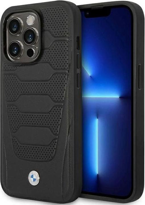 Actual product image BMW Case BMHMP14L22RPSK iPhone 14 Pro 6.1" czarny/black Leather Seats Pattern MagSafe (Apple iPhone 14 Pro)