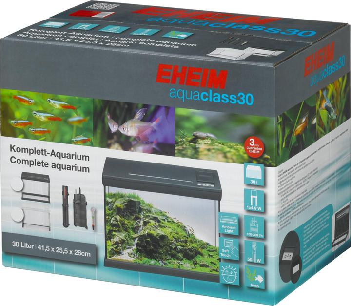 Produktbild Eheim Aquarium aquaclass 30 inkl. Beleuchtung, Heizer, Filter, Thermometer 41,5 x 25,5 x 28 cm anth (30 l)