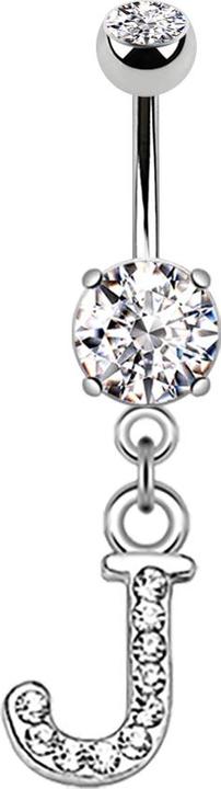 Immagine prodotto Star Piercing Banana in argento con ciondolo in cristallo lettera J (Ottone, Acciaio chirurgico 316L)