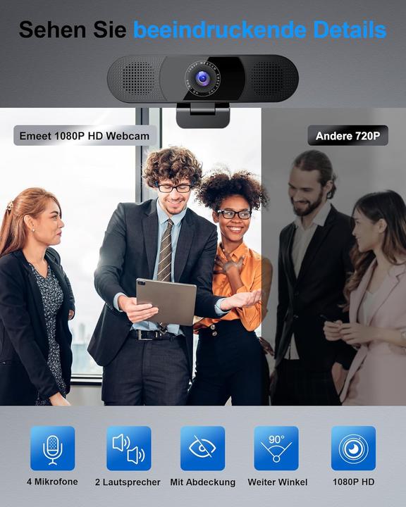 Produktbild EMeet C980 Pro Webcam mit Geräuschunterdrückung