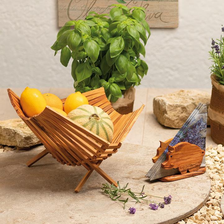 Produktbild Natura Punto Obstschale aus 100% Olivenholz, zusammenklappbar, 40 x 25 x 25 cm (40 x 25 x 25 cm)