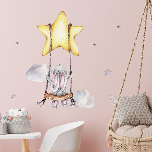 Image du produit Konjac Sponge ROOM Decor SIPO-WS63025 NAKLEJKI NA ŚCIANĘ KRÓLIK HUŚTAWKA