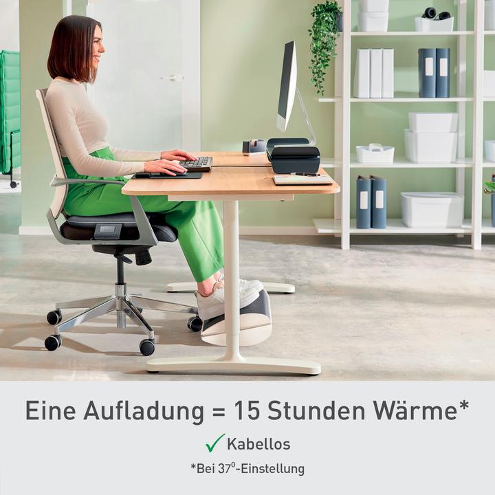 Productafbeelding Leitz Verwarmtesitzkissen mit Akku, drahtlos, 15 Stunden Laufzeit, 3 Stufen, automatische Abschaltung (40 x 30 cm)