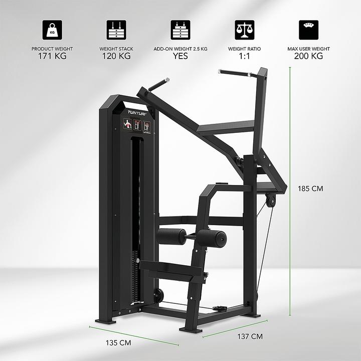 Actual product image Tunturi Platinum lat pull-down weight station with weight stack