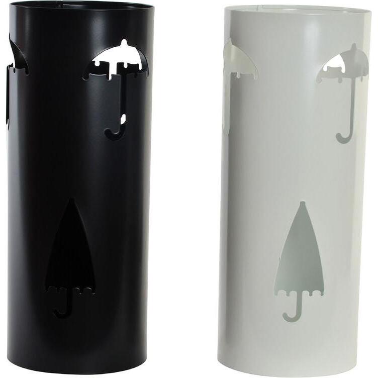 DKD Home Decor, Portaombrelli, Umbrella stand 19 x 47 cm White Black Steel Umbrella 19 x 19 x 47 cm (2 Units)